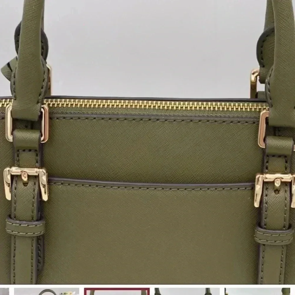 Michael Kors Ciara Duffle Solid olive green color